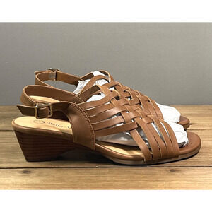 Bella Vita Women's Seble Strappy Slingback Wedge Sandals Size 9.5 Brown Leather